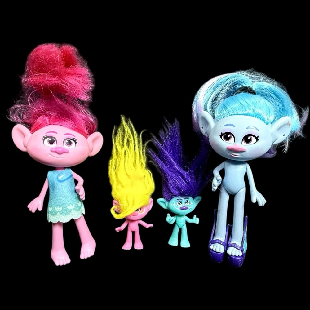 Dreamworks Trolls Dolls and Mini Figures Assorted Toys Trolls Movie Lot of 4